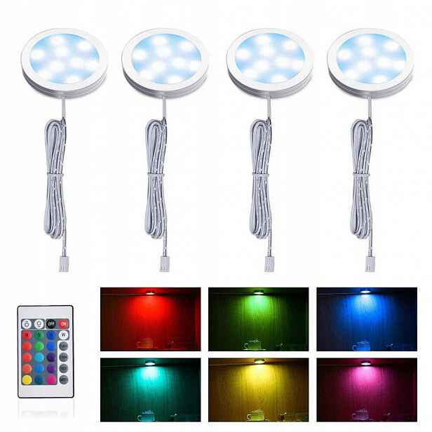 4ks Sada nábytkových oček nad pracovní deskou Led podskříňové kuchyňské svítidlo 2.5W Rgb