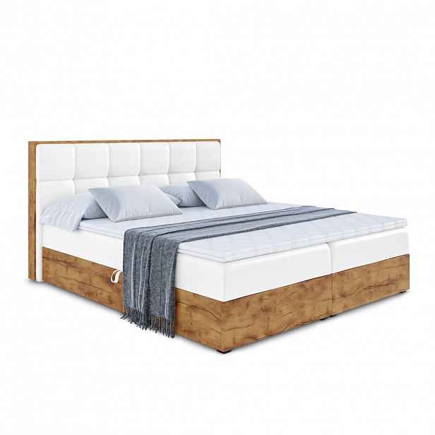 ALTDECOR AMERICKÁ postel s matrací H3 a lamelovým roštem – LOLLI7 – 200 x 200 – vysoce lesklá bílá