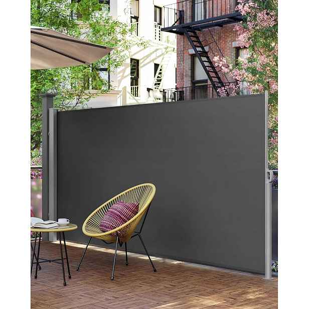 Boční markýza zatahovací tmavě šedá 160x300 cm