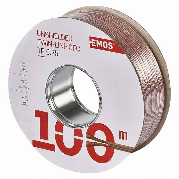 Emos reproduktorový kabel 2×0,75 mm² 100 m