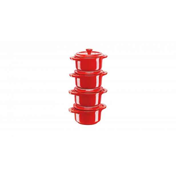 Sada 4 keramických forem Mini Cocotte Staub, Ø 10 cm, višeň