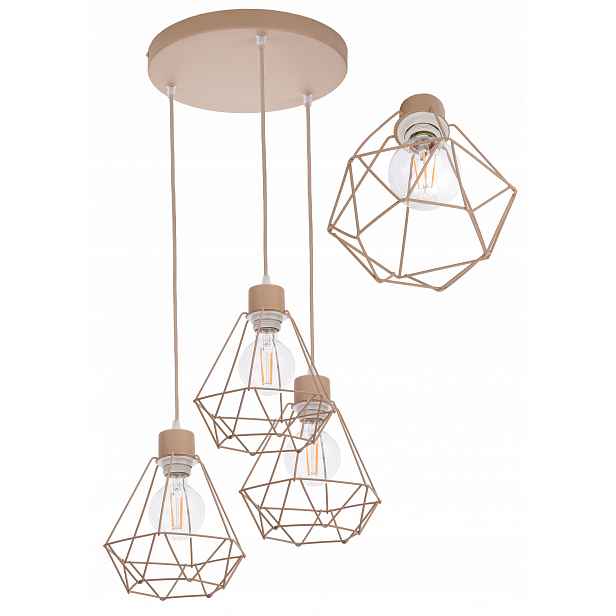 Závěsná Lampa Zwis Stropní Lustr Diamant na E27 Kašmír béžová ecru