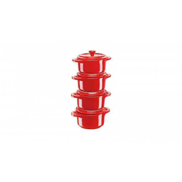 Sada 4 keramických forem Mini Cocotte Staub, Ø 10 cm, višeň