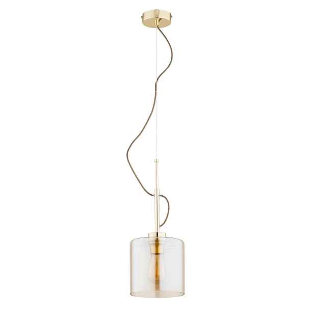 Závěsná lampa zlato-jantarová skleněná stínidlo 1xE27 15W Kamea Alfa
