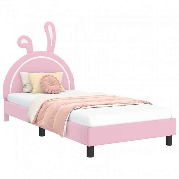 vidaXL Rám postele pro děti s čelem Růžová 80 x 200 cm PU