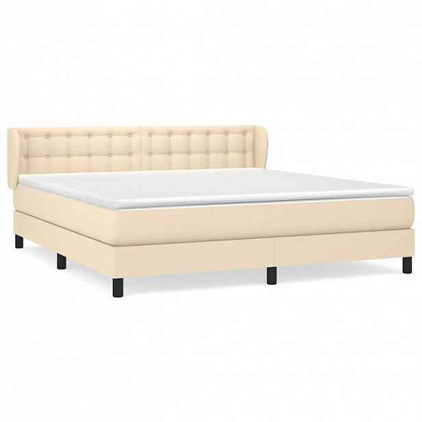 vidaXL Box spring postel s matrací krémová 180x200 cm textil