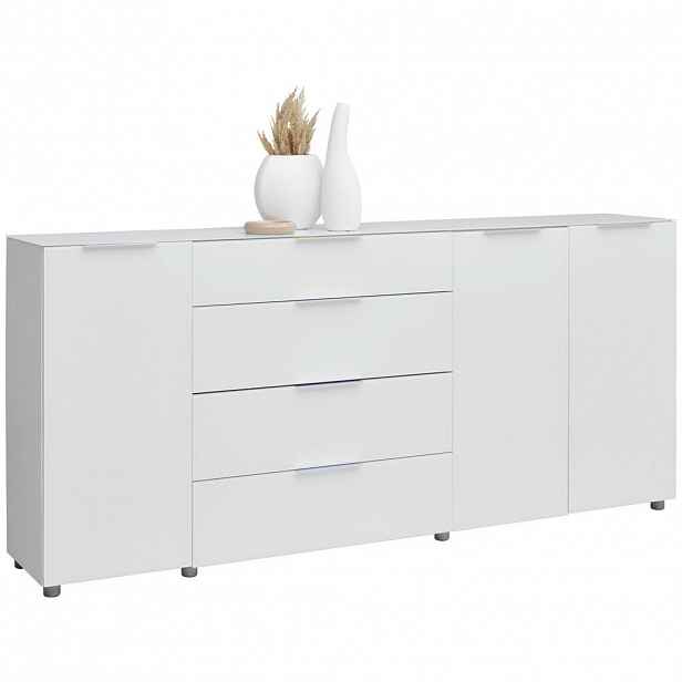 Voleo ŠIROKÁ KOMODA, vysoce lesklá bílá, 226,4/99,3/40 cm