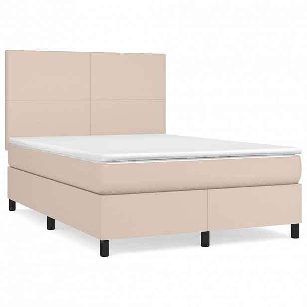 vidaXL Box spring postel s matrací cappuccino 140x200 cm umělá kůže