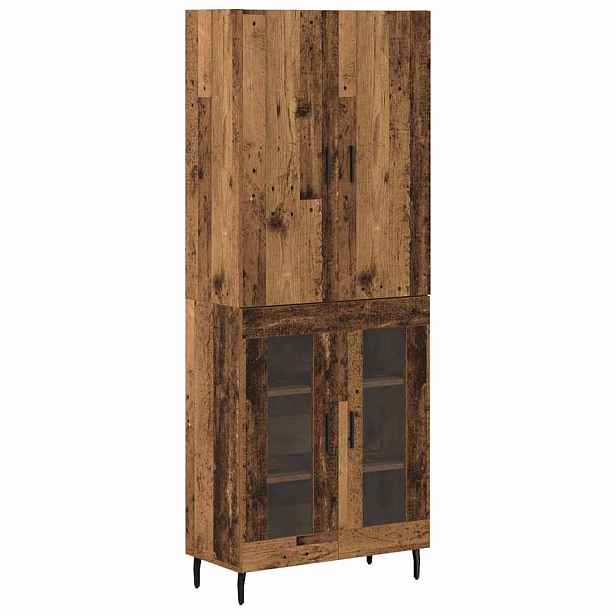 vidaXL Vysoký bufet Staré dřevo 69,5 x 34 x 180 cm Kompozitní dřevo