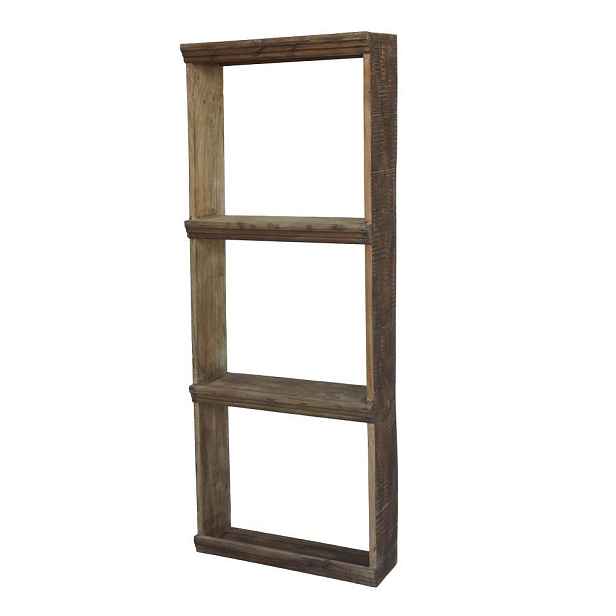 Hnědý antik nástěnný dřevěný regál Grimaud Unit - 62*20*162 cm Chic Antique