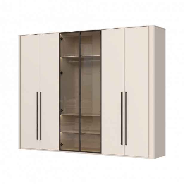 Skříň prosklená RONDO - P6-2AL/RO - Cashmere lak mat