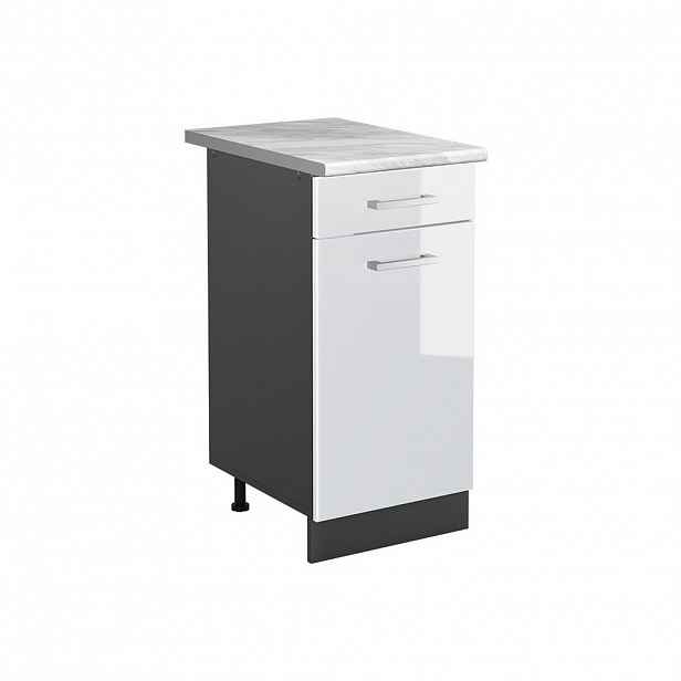 Vicco SPODNÍ SKŘÍŇKA KUCHYŇSKÉ LINKY R-Line, Bílá vysoký lesk/Antracit, 40 cm pracovná doska Mramor