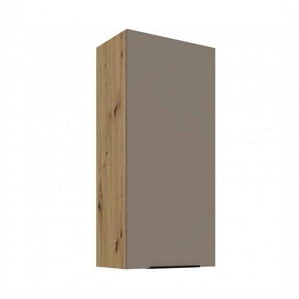 Vysoká horní kuchyňská skříňka LUNARA - šířka 50 cm, tmavě béžová / dub artisan