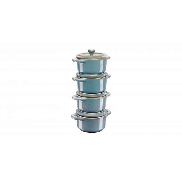 Sada 4 keramických forem Mini Cocotte Staub, Ø 10 cm, antická modrá
