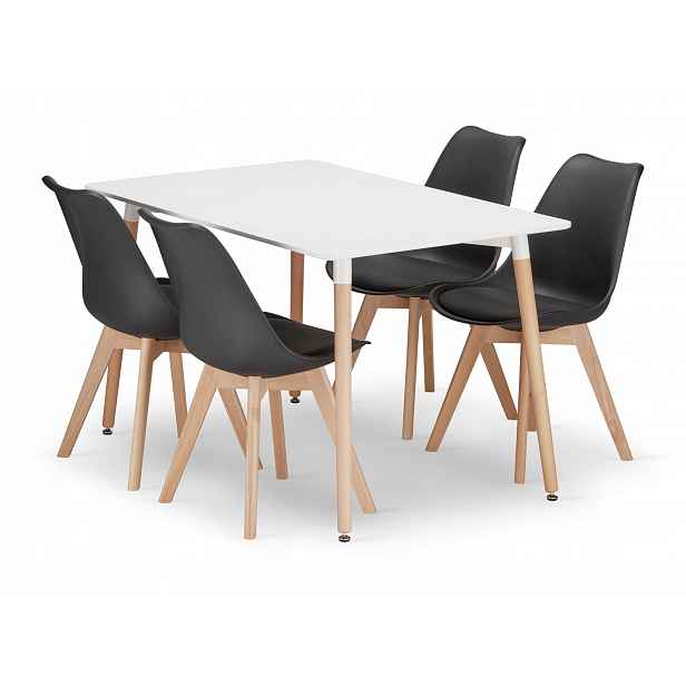 ARCHIV Jídelní set 1 + 4, stůl ADRIA 120x80cm bílý + židle BALI MARK černá