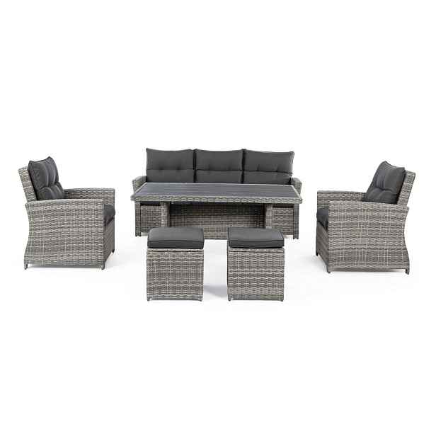 Šedý zahradní lounge set z umělého ratanu pro 6 Ariel   – Bizzotto