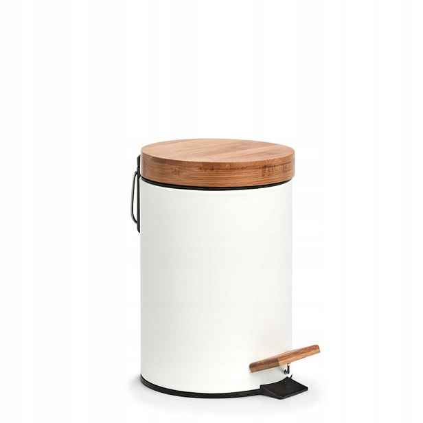 Zeller Odpadkový koš pedálový 3l bílý,bambus 16,8x24cm