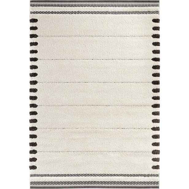 Krémově černý koberec do obývacího pokoje, silný koberec shaggy, vzor boho 80x150 cm