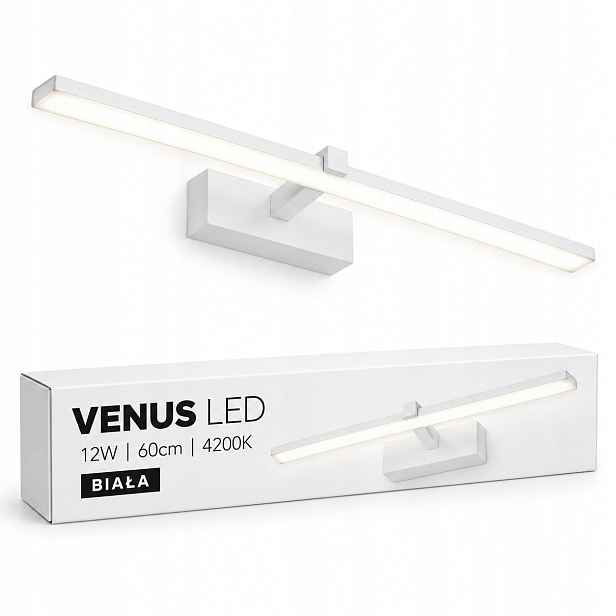 Koupelnové nástěnné svítidlo Venus Led 12W 60 cm bílé 4200K lampa nad zrcadlo