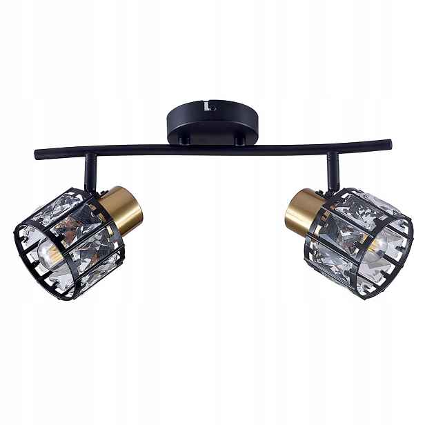 Polux Zahara nástěnná a stropní lampa černo-zlatá, křišťálová, 2xE27 10W