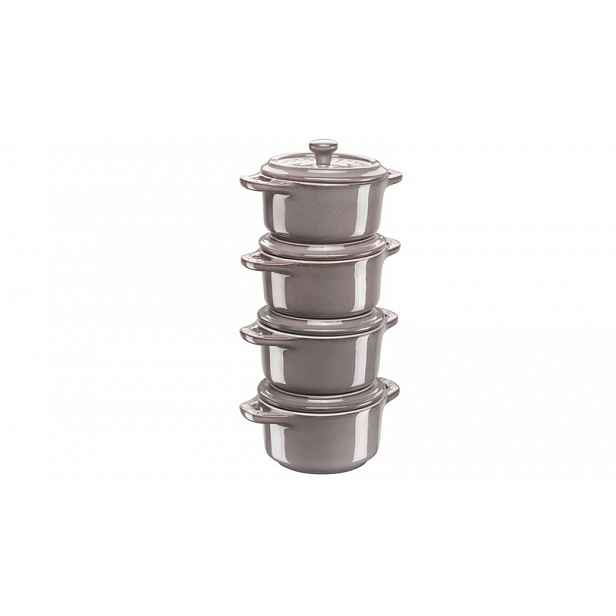 Sada 4 keramických forem Mini Cocotte Staub, Ø 10 cm, antická šedá