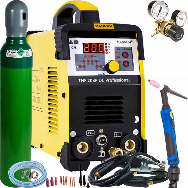 Svařovací stroj Magnum Thf 203P Puls DC Tig Hf Mma 200A 230V Igbt SET3