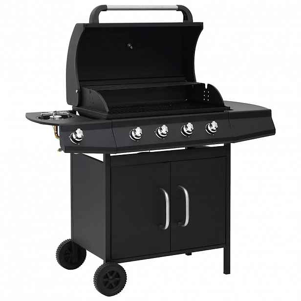 vidaXL Plynový gril 4+1 hořáky černý ocel