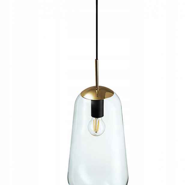 Závěsná lampa Pear L Černá Zlatá Skleněná Stínidlo 1xE27 22 cm Stropní Svítidlo