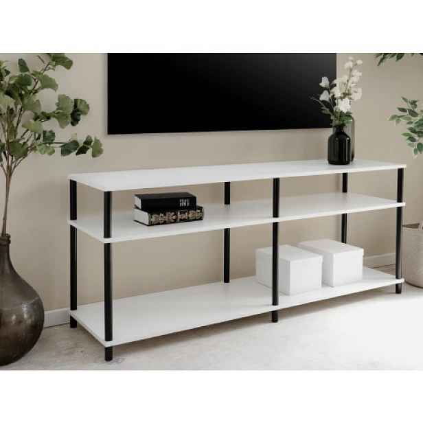 Široký regál/TV stolek Theo, bílý