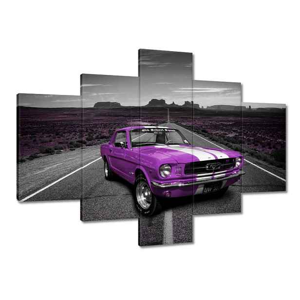 Obrazy 100x70 Fialový Ford Mustang na zadní straně