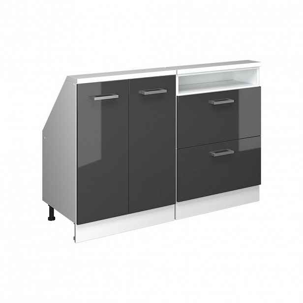 Vicco KUCHYŇSKÁ SKŘÍŇKA POD ŠIKMOU STŘECHU R-Line Antracitový vysoký lesk 120 cm Sada 2 kusů