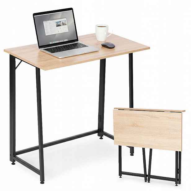 Skládací počítačový stůl 80x45 cm stolek pod notebook loft světlý dub Moder