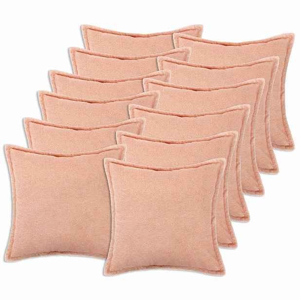 vidaXL Povlak na polštář 12 pcs HOUTEN Růžová 50 x 50 cm Bouclé