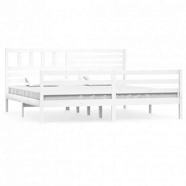 vidaXL Rám postele bílý masivní dřevo 200 x 200 cm