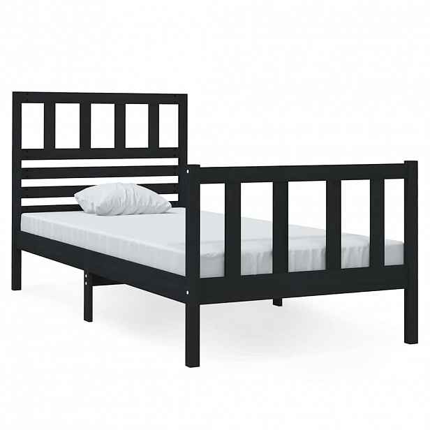 vidaXL Rám postele černý 75 x 190 cm Small Single masivní dřevo