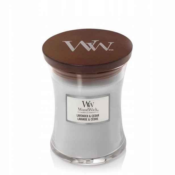 Lavender & Cedar – střední vonná svíčka WoodWick