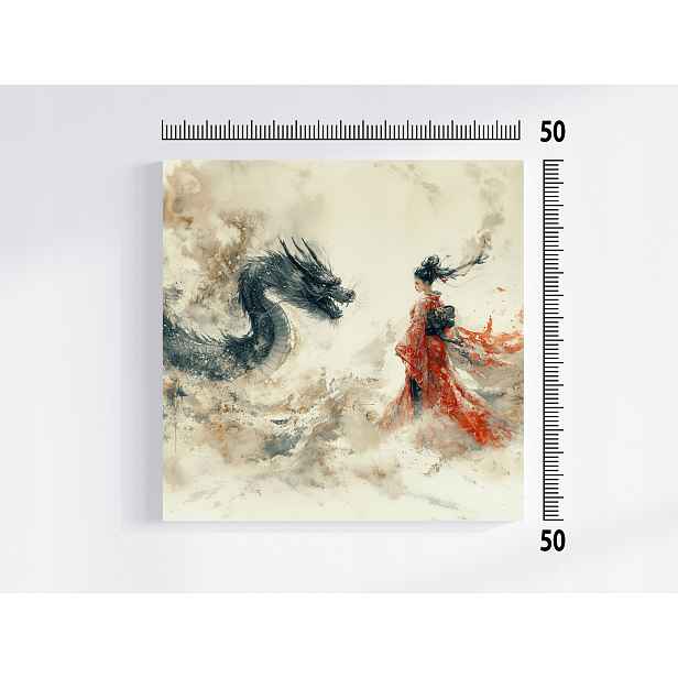 Obraz Na Plátně Canvas Japonsko Asie Fantasy Bojovnice Drak Gejša 50x50