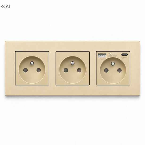 Trojitá Zásuvka 228 mm 16 A Usb A-c Kontakt Plastová 3.1 A Quick Charge