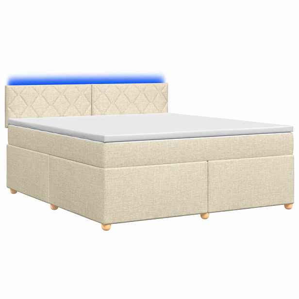 vidaXL Postel boxspring s matrací s čelo Krémová 140 x 190 cm Textil