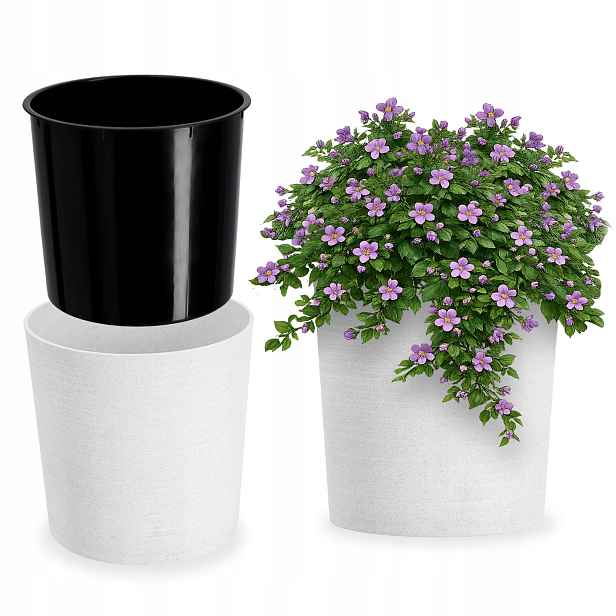 Květináč Obal Na Květináč Bílý Na Květiny Rostliny Záhon 30cm Plastový