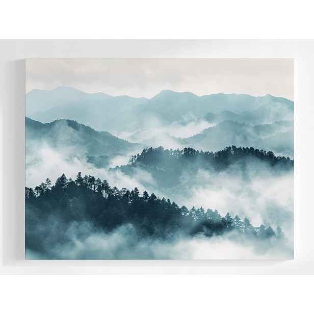 Plakát Krajina Pohled Na Venkov Les Hory Stromy Mlha 100x75