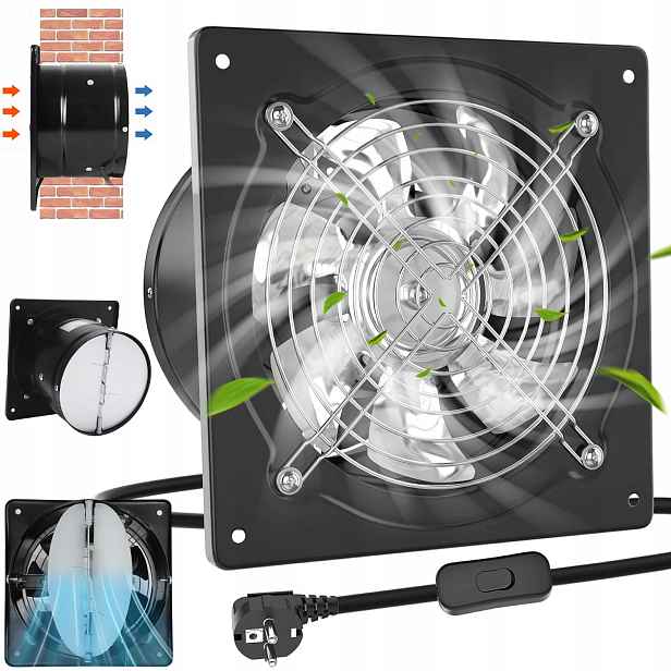 Výkonný Odtahový Ventilátor 150 MM 525 M³/h Nerezová Ocel Energeticky Úsporný