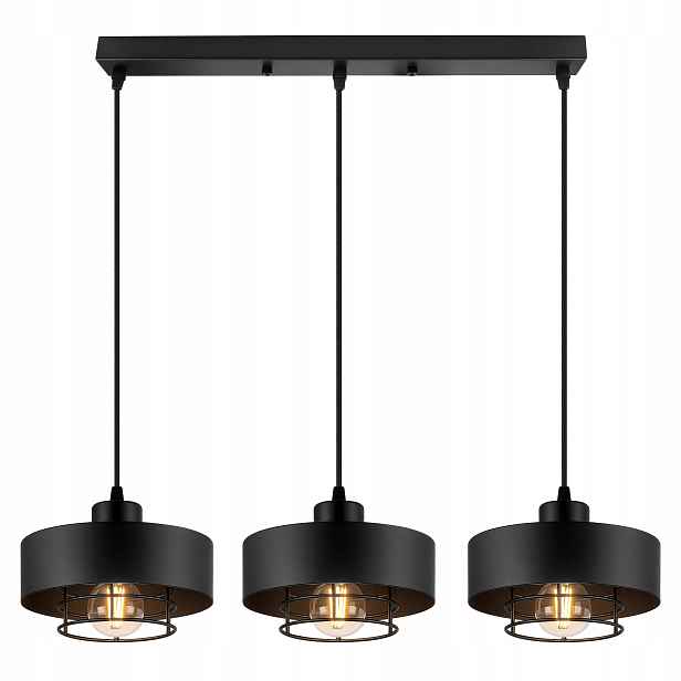 Závěsné Stropní Svítidlo Led Svítidlo Černá 3x e27 Lustr stínidlo kov
