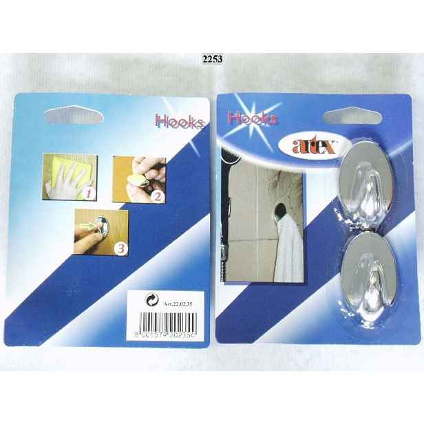 háček- 2ks ovál-pokov. samolep. /22.02.35./, plast