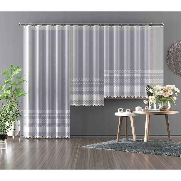 Mg Záclona 773/7 Bílá 250x200 cm Hotová S Páskou Skr