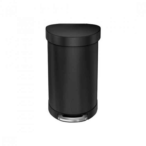 Odpadkový koš s pedálem, půlkulatý, 45 l, nerezová ocel, Matte Black -
