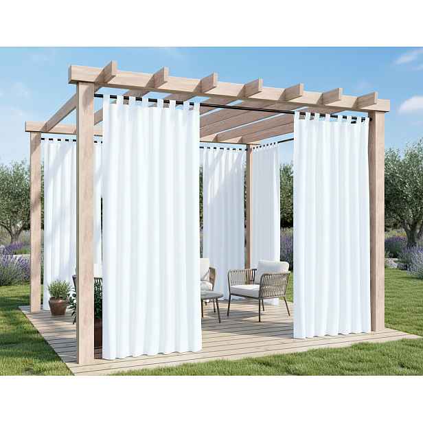 Venkovní zahradní závěs s poutky TERRA CHIC bílá 150 cm x 220 cm MyBestHome