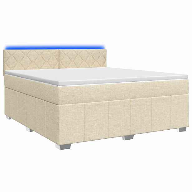 vidaXL Postel boxspring s matrací s čelo Krémová 140 x 190 cm Textil