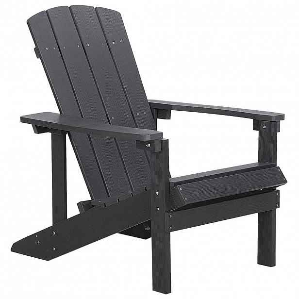 Beliani ZAHRADNÍ ŽIDLE Umělé dřevo tmavě šedá Adirondack