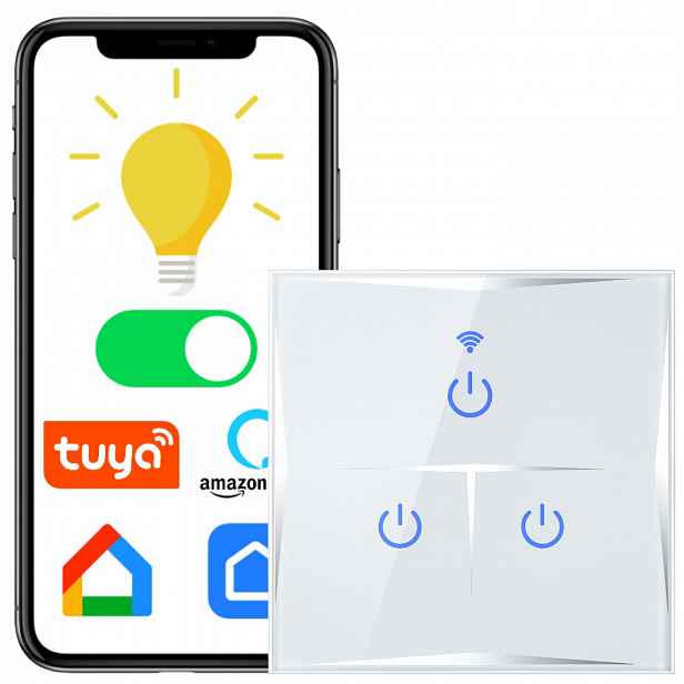Dvojitý Led Spínač Světla Premium Smart Wifi Skleněný Dotykový